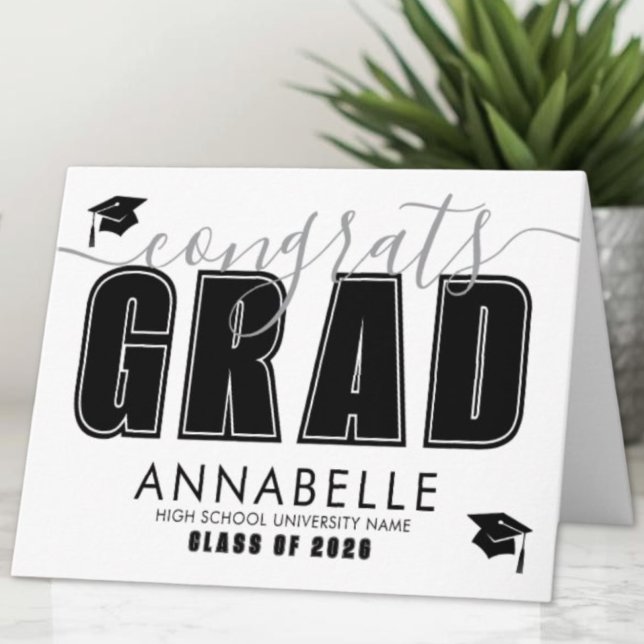 Congratulations Grad Black White Graduation Card (Congratulations Grad Black White Graduation Card)