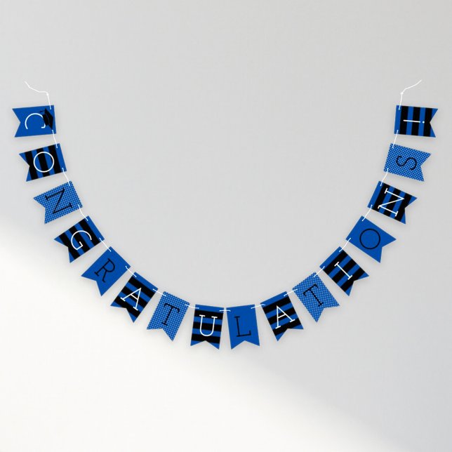 Congratulations Grad Blue Stripes Dots Party Bunting (Creator Uploaded)