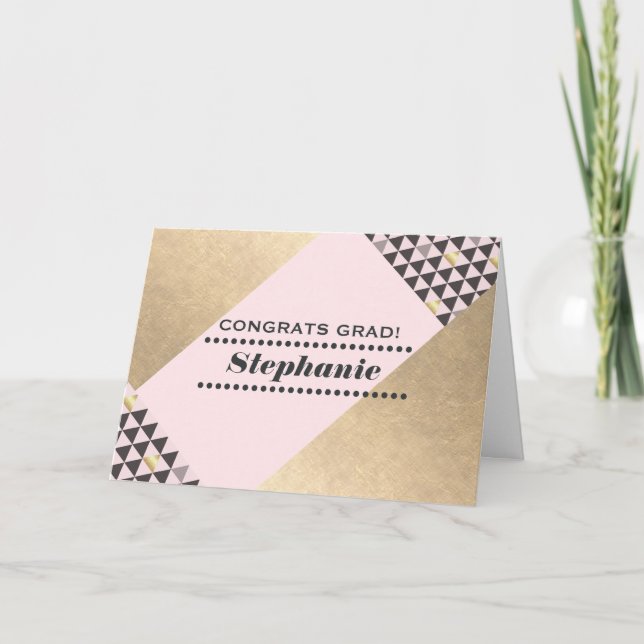 Congratulations Grad. Blush Pink Gold Card (Front)