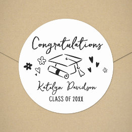 Congratulations Grad Doodle Classic Round Sticker