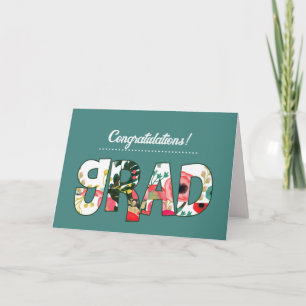 Congratulations Grad. Floral Text Custom  Card