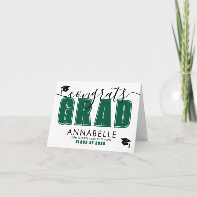 Congratulations Grad Green Graduation Card (Front)