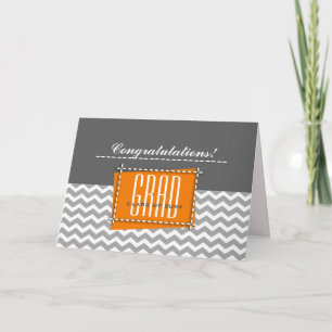 Congratulations Grad. Grey Chevron Pattern Custom Card