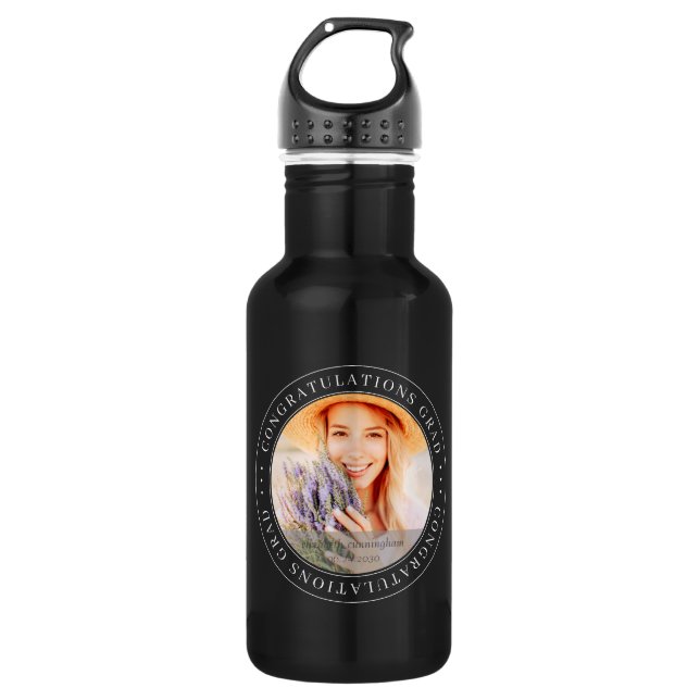 Congratulations Grad Modern Simple Elegant Photo 532 Ml Water Bottle (Front)