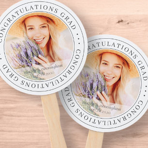 Congratulations Grad Modern Simple Elegant Photo Hand Fan