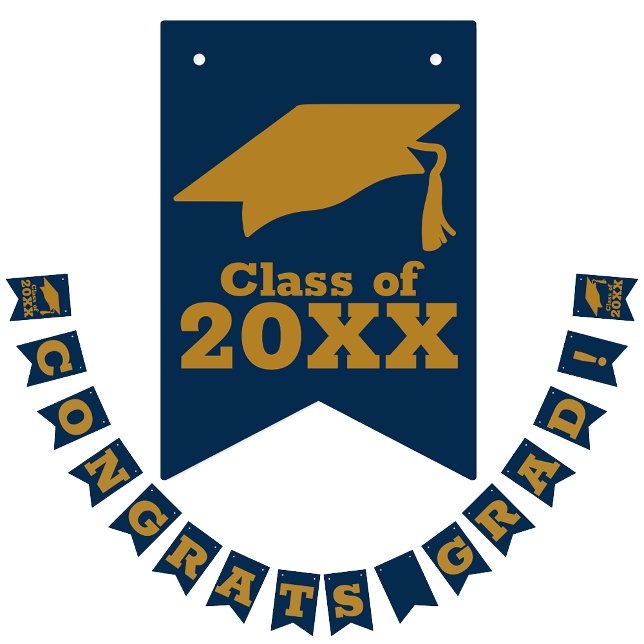 Congratulations Grad Navy Blue and Gold Bunting (Creator Uploaded)