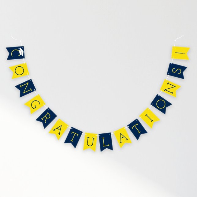 Congratulations Grad Navy Yellow School Colors Bunting (Creator Uploaded)