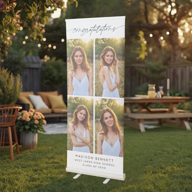 Congratulations Grad Party Script 4 Photo Collage Retractable Banner (Creator Uploaded)