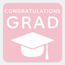 Congratulations Grad Pink Graduation Stickers