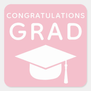 Congratulations Grad Pink Graduation Stickers
