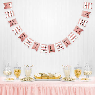 Congratulations Grad Rose Gold Stripes Party Bunting