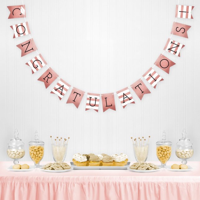 Congratulations Grad Rose Gold Stripes Party Bunting (Creator Uploaded)
