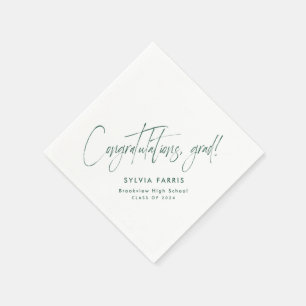 Congratulations grad simple green graduation napkin