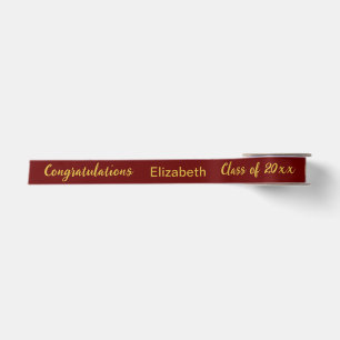 Congratulations Grad's Name Dark Red & Gold Script Satin Ribbon