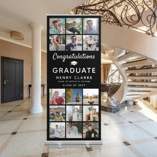 Congratulations Graduate 15 Photo Collage Modern Retractable Banner