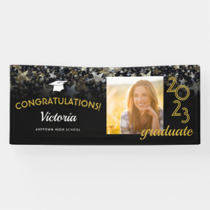 Congratulations Graduate 2022 Black and Gold Photo Banner