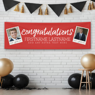 Congratulations Graduate 2 photo Collage RED Banner