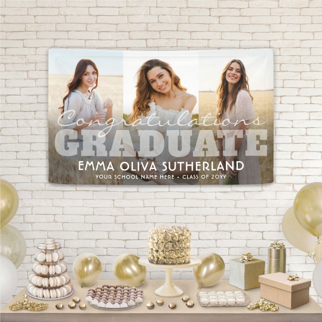 Congratulations Graduate 3 Photo Modern Overlay Banner (Creator Uploaded)
