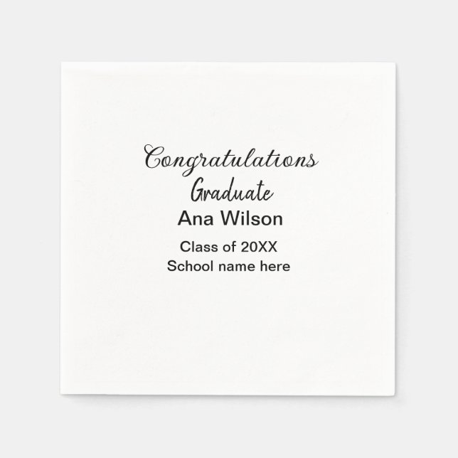 congratulations graduate add name class year schoo napkin (Front)