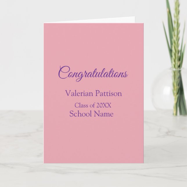 Congratulations graduate add school name simple mo card (Front)