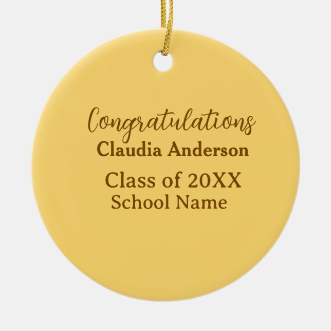 Congratulations graduate add school name simple mo ceramic tree decoration (Front)
