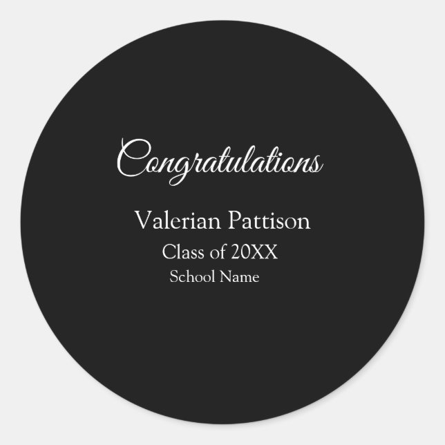 Congratulations graduate add school name simple mo classic round sticker (Front)