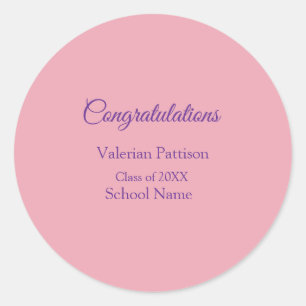 Congratulations graduate add school name simple mo classic round sticker