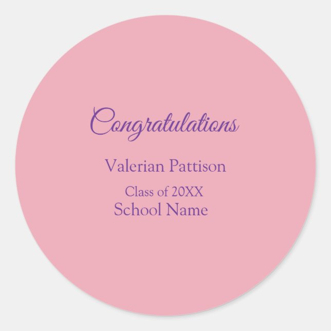 Congratulations graduate add school name simple mo classic round sticker (Front)