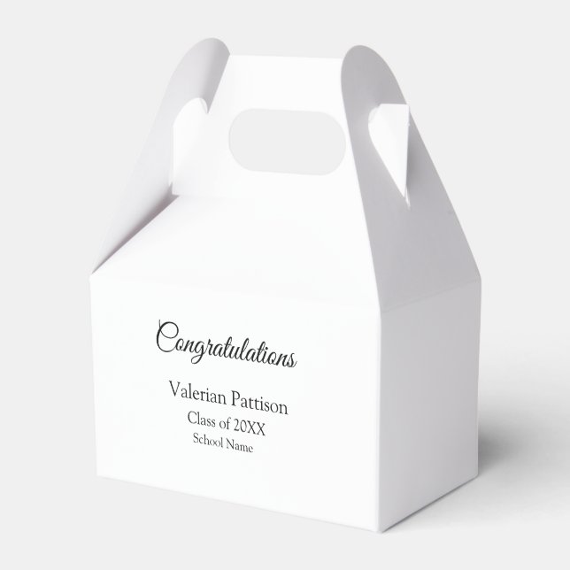 Congratulations graduate add school name simple mo favour box (Front Side)