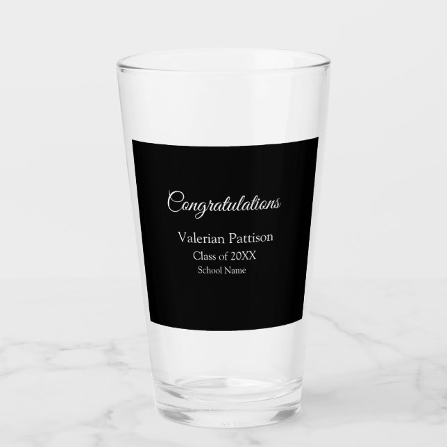 Congratulations graduate add school name simple mo glass (Front)