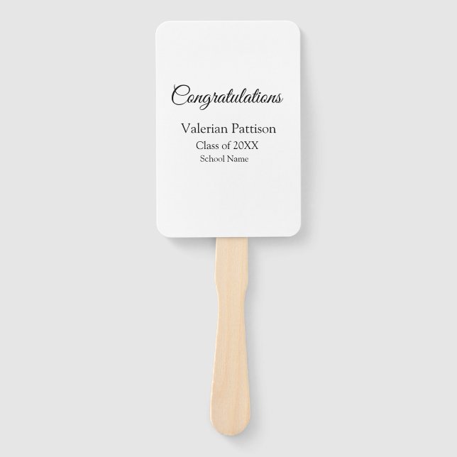 Congratulations graduate add school name simple mo hand fan (Front)