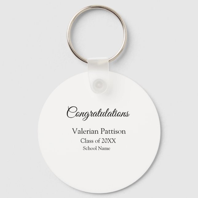 Congratulations graduate add school name simple mo key ring (Front)