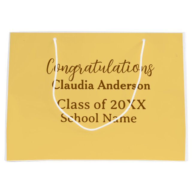 Congratulations graduate add school name simple mo large gift bag (Front)