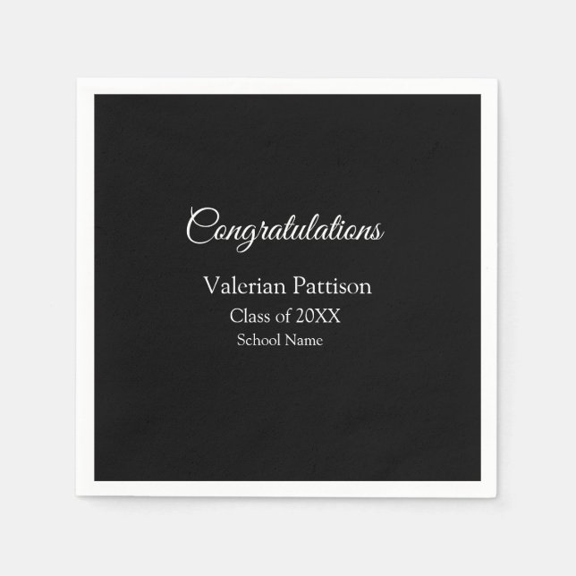 Congratulations graduate add school name simple mo napkin (Front)