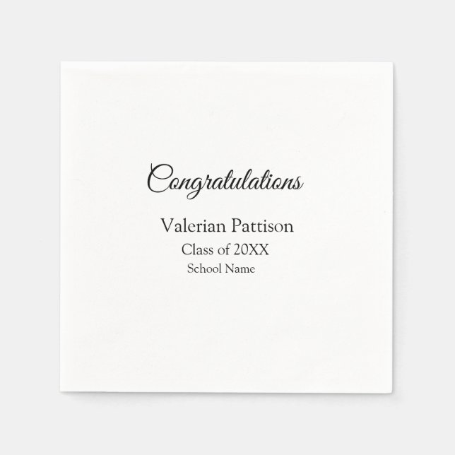 Congratulations graduate add school name simple mo napkin (Front)