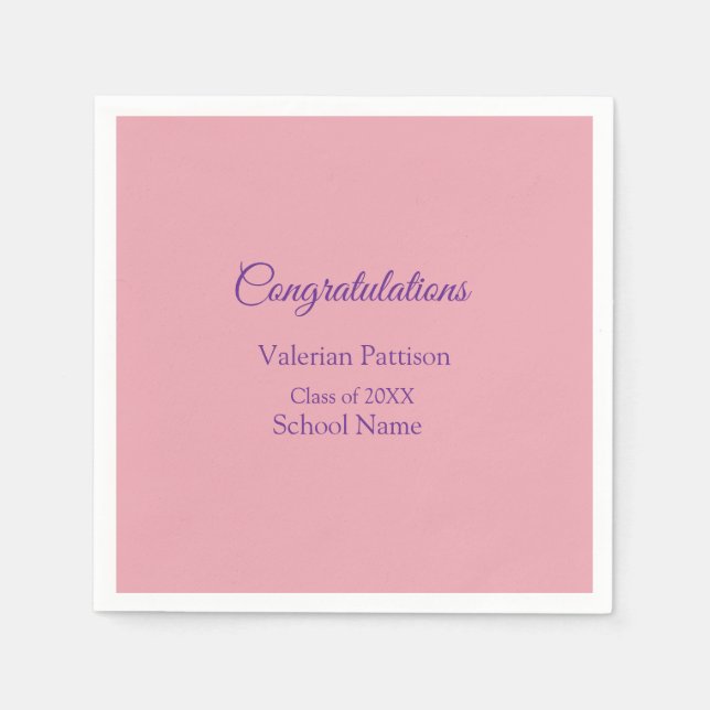 Congratulations graduate add school name simple mo napkin (Front)