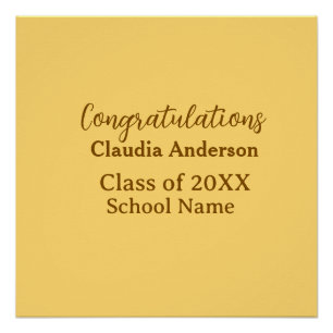 Congratulations graduate add school name simple mo poster
