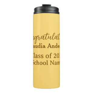 Congratulations graduate add school name simple mo thermal tumbler