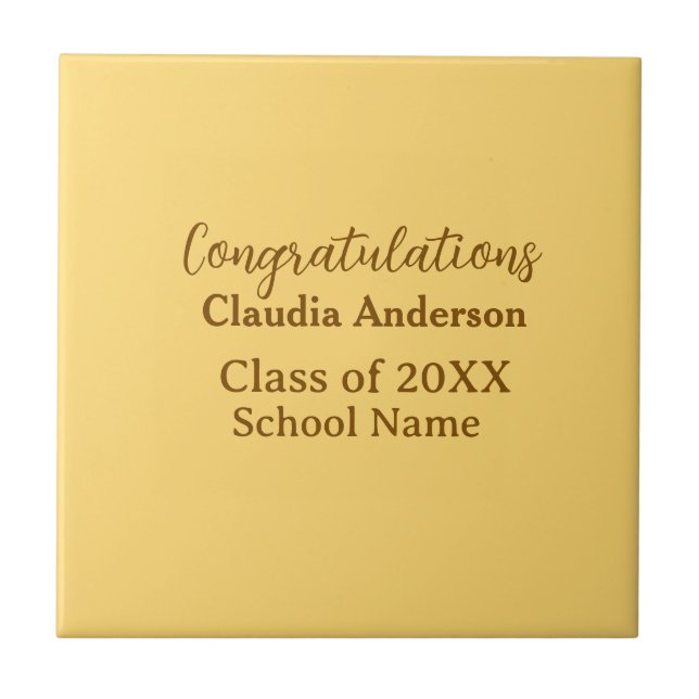 Congratulations graduate add school name simple mo tile (Front)