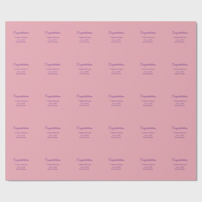 Congratulations graduate add school name simple mo wrapping paper (Flat)
