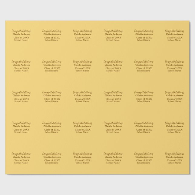 Congratulations graduate add school name simple mo wrapping paper (Flat)