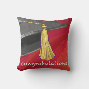 Congratulations Graduate Black and Red Cushion