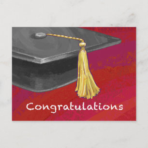 Congratulations Graduate Black and Red Postcard