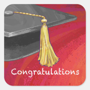 Congratulations Graduate Black and Red Square Sticker