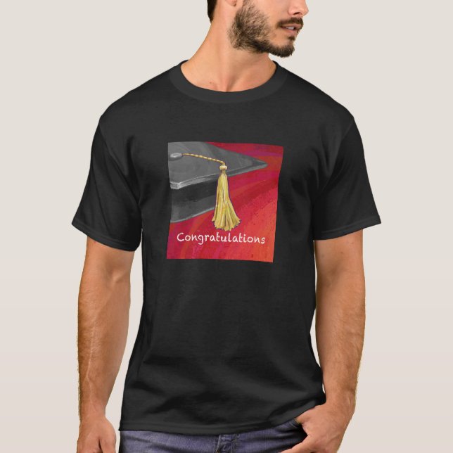 Congratulations Graduate Black and Red T-Shirt (Front)