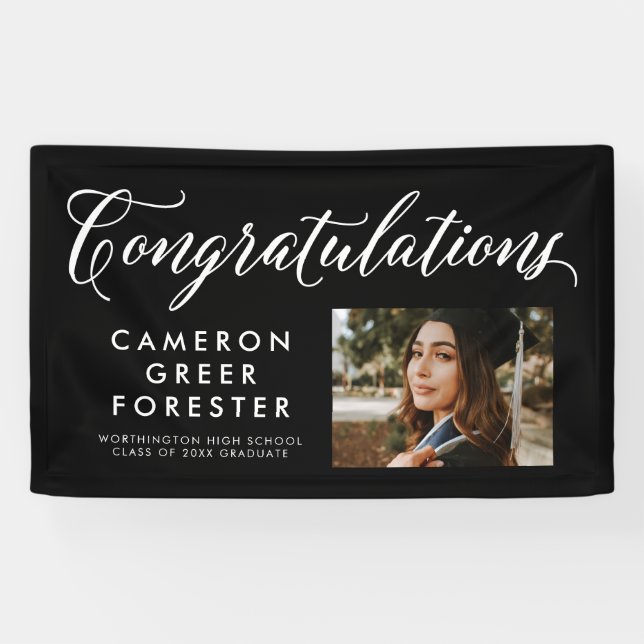 Congratulations graduate black photo banner (Horizontal)