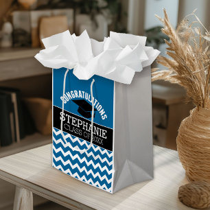 Congratulations Graduate - Blue Black Graduation Medium Gift Bag