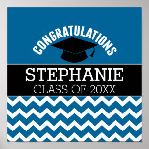 Congratulations Graduate - Blue Black Graduation Poster