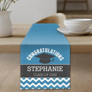 Congratulations Graduate - Blue Black Graduation Short Table Runner