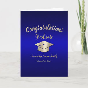 Congratulations Graduate Blue Gold Class of 2025 Card